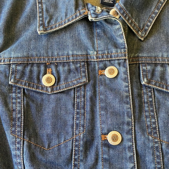 Ann Taylor denim jacket crochet embroidered hem petite small - Picture 12 of 16